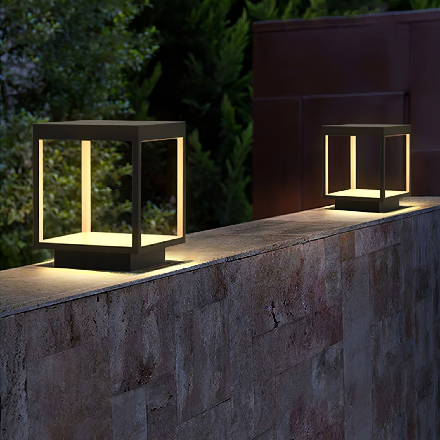 Outdoor Post Light With Square Frame Lighting Lobby