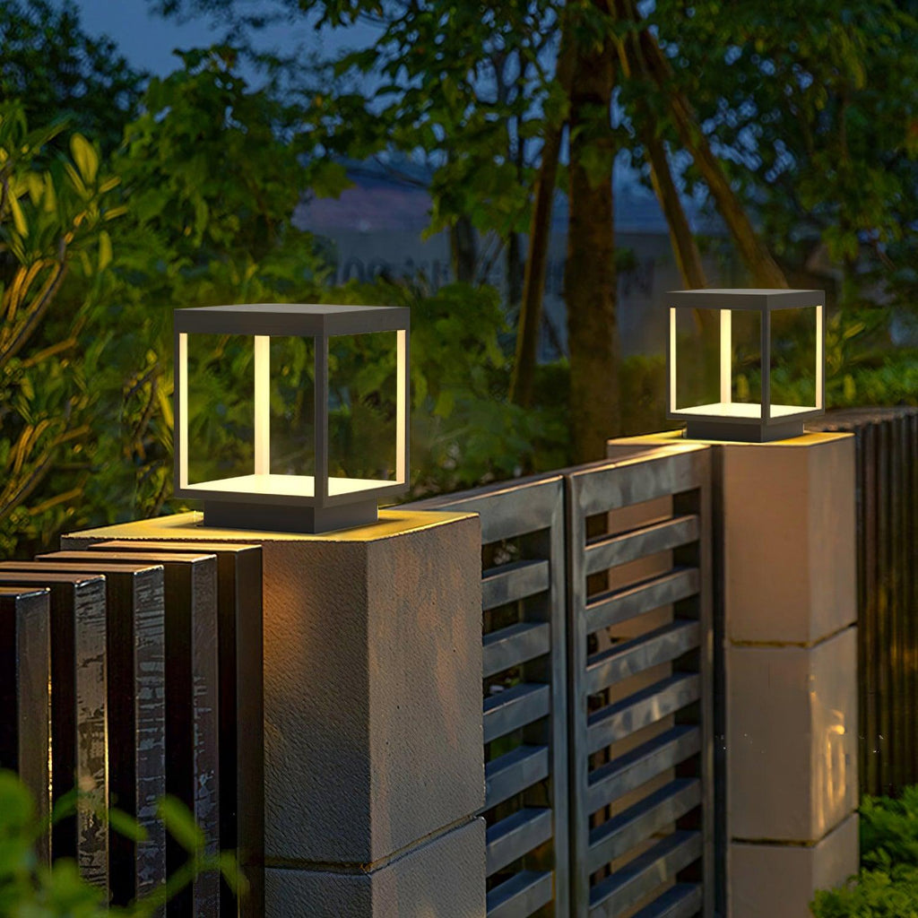 Outdoor Post Light With Square Frame Lighting Lobby