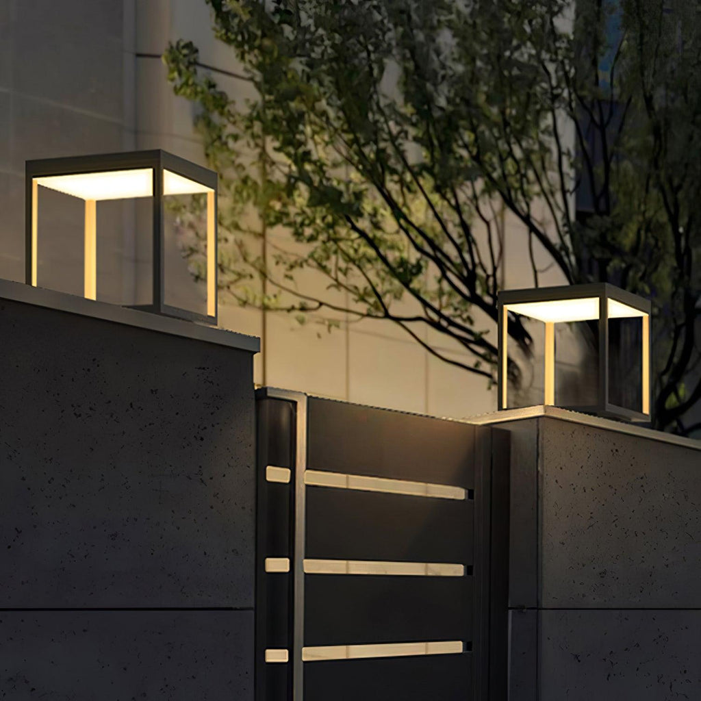 Outdoor Post Light With Square Frame Lighting Lobby