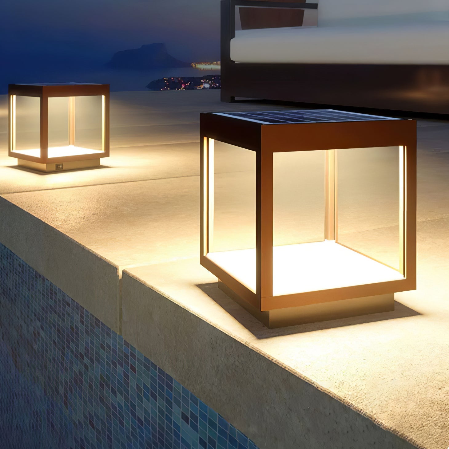 Outdoor Post Light With Square Frame Lighting Lobby