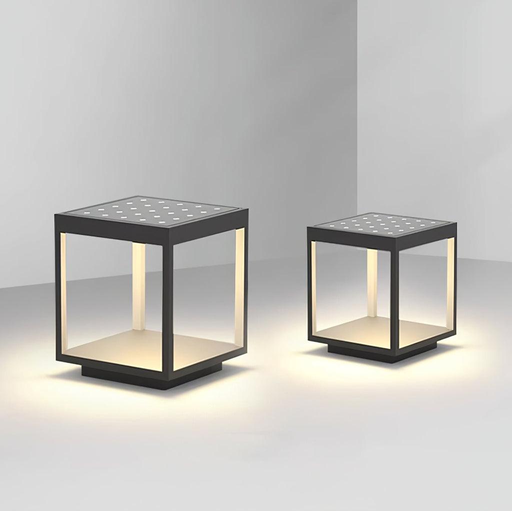 Outdoor Post Light With Square Frame Lighting Lobby