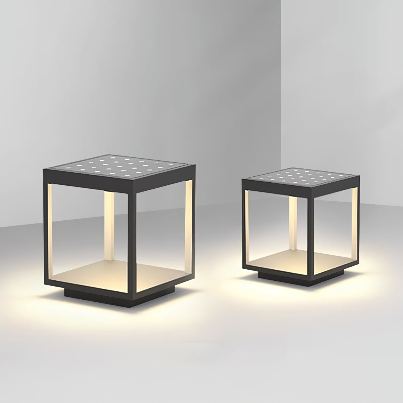 Outdoor Post Light With Square Frame Lighting Lobby