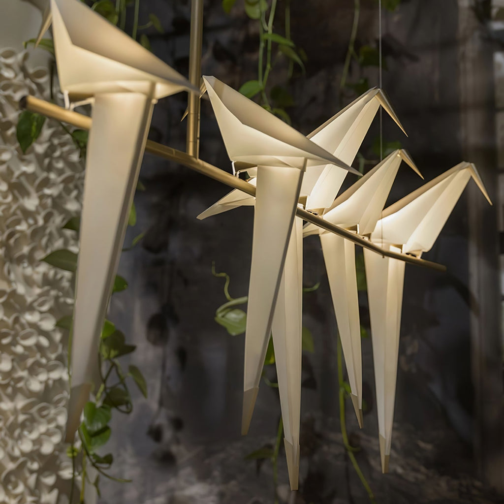 Paper Crane Bird Ceiling Light Fixture Lighting Lobby