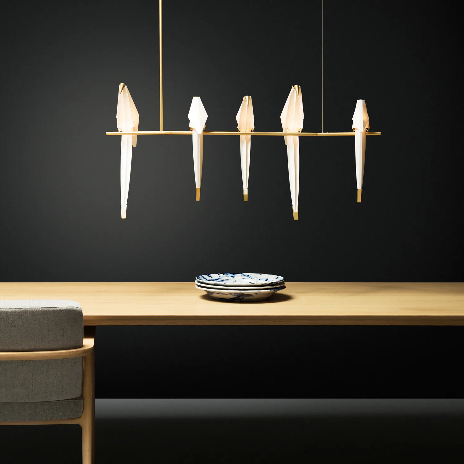 Paper Crane Bird Ceiling Light Fixture Lighting Lobby