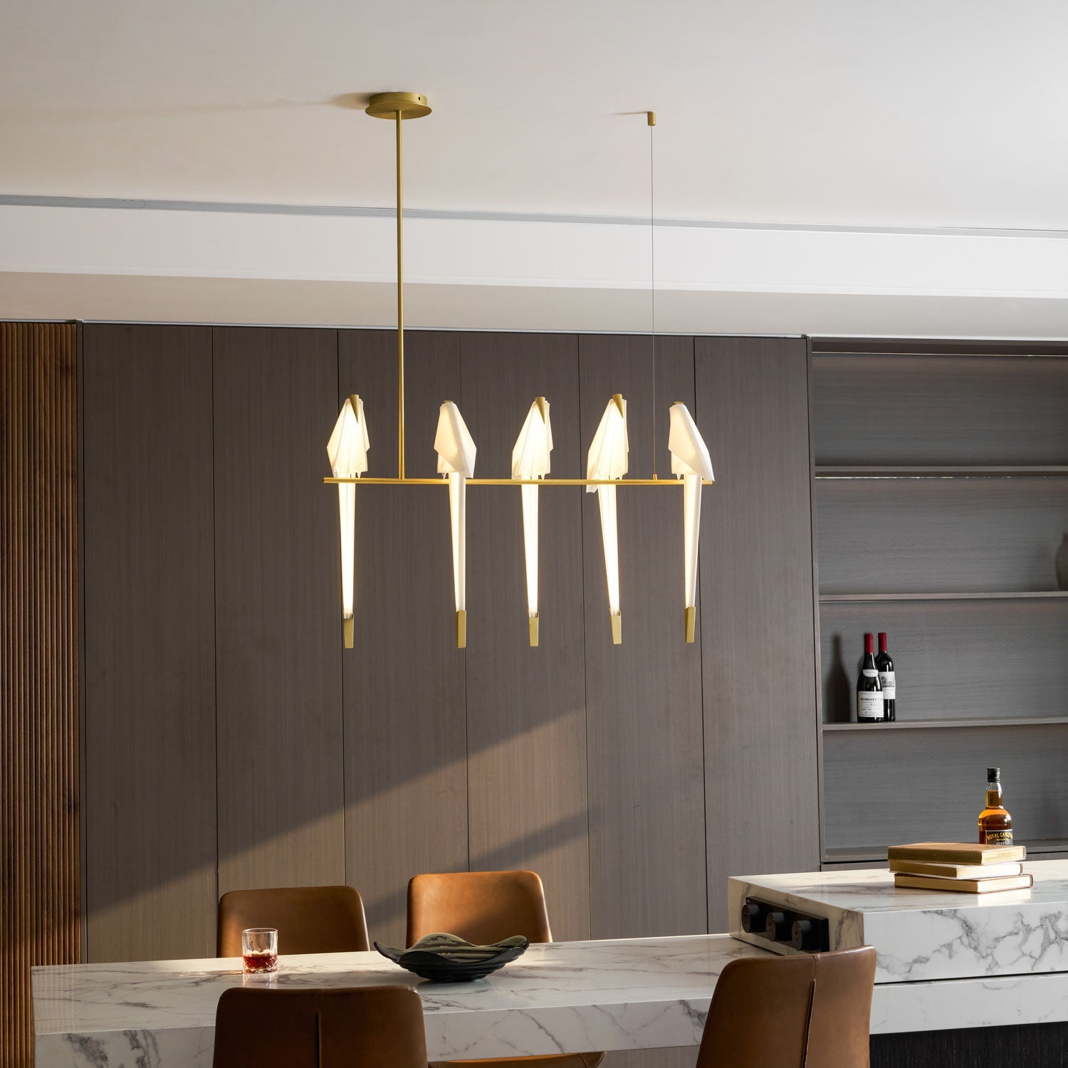 Paper Crane Bird Ceiling Light Fixture Lighting Lobby