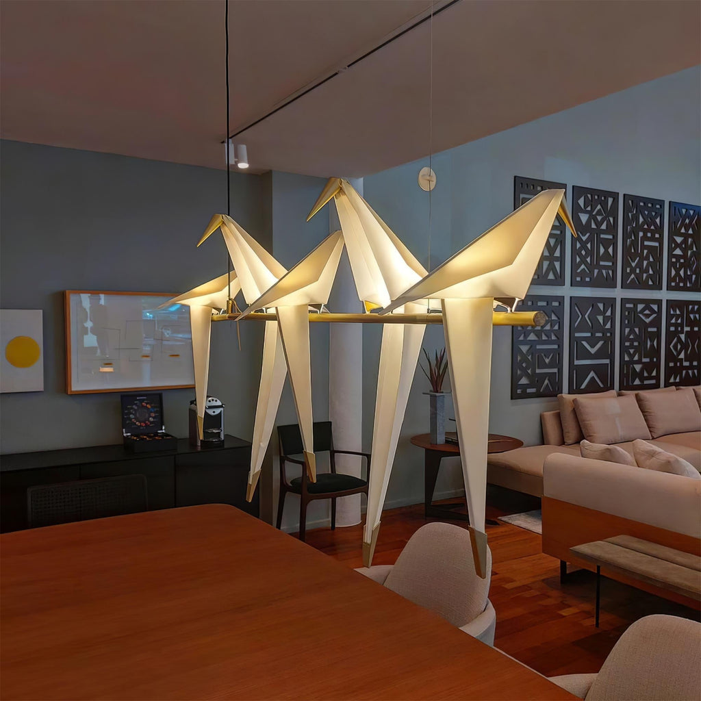 Paper Crane Bird Ceiling Light Fixture Lighting Lobby