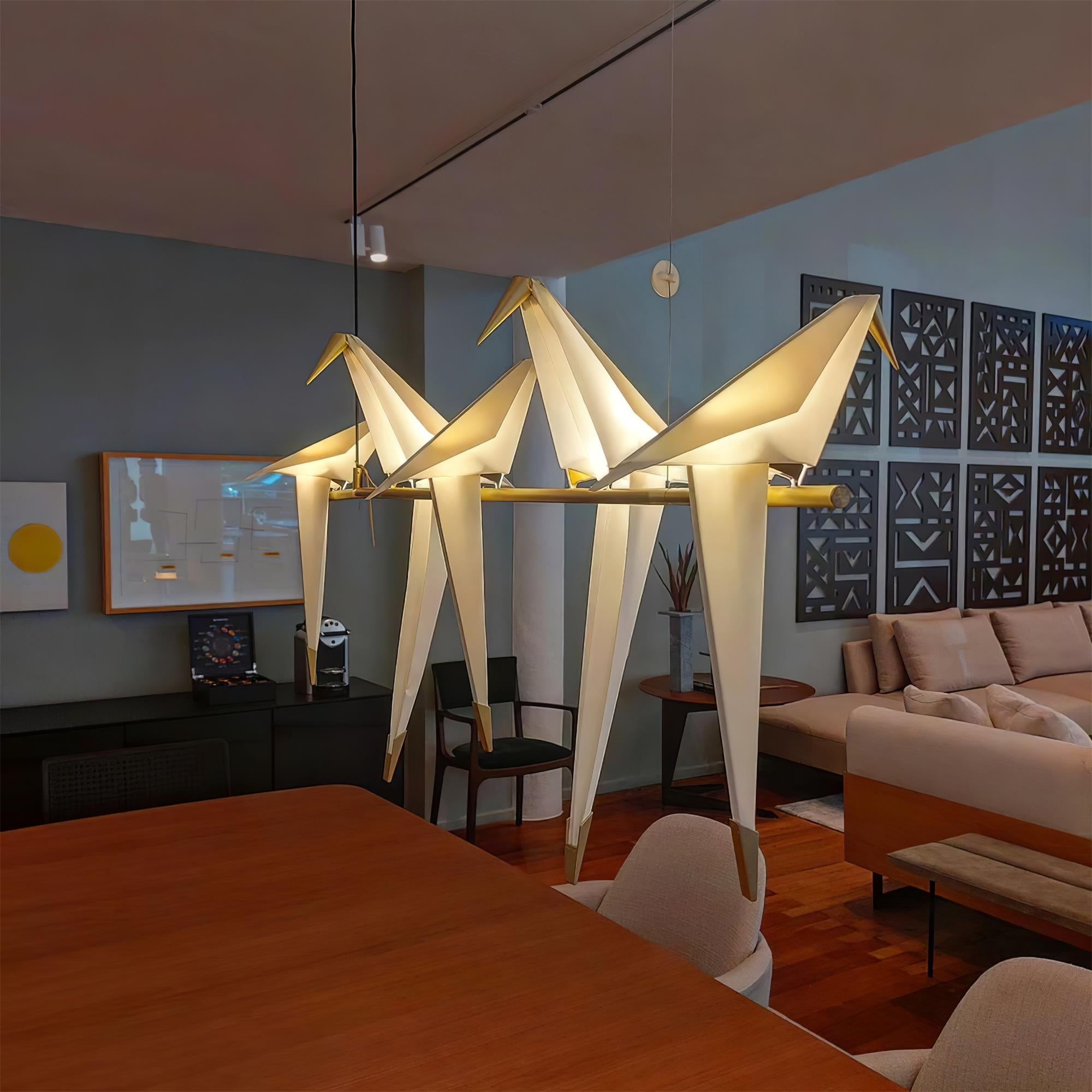 Paper Crane Bird Ceiling Light Fixture Lighting Lobby
