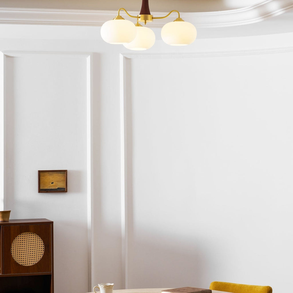 Persimmon Wooden Brass Ceiling Suspension Lighting Lobby