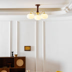 Persimmon Wooden Brass Ceiling Suspension Lighting Lobby