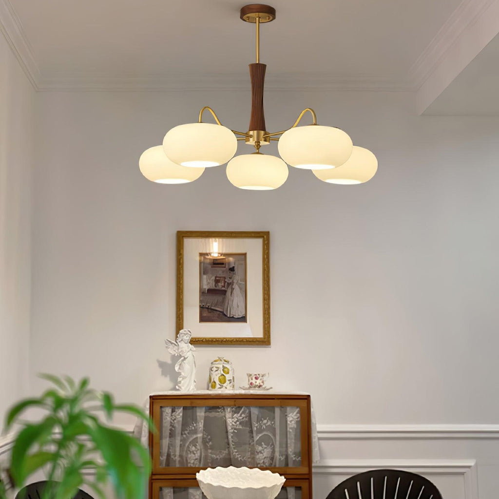 Persimmon Wooden Brass Ceiling Suspension Lighting Lobby
