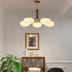 Persimmon Wooden Brass Ceiling Suspension Lighting Lobby