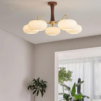 Persimmon Wooden Brass Ceiling Suspension Lighting Lobby