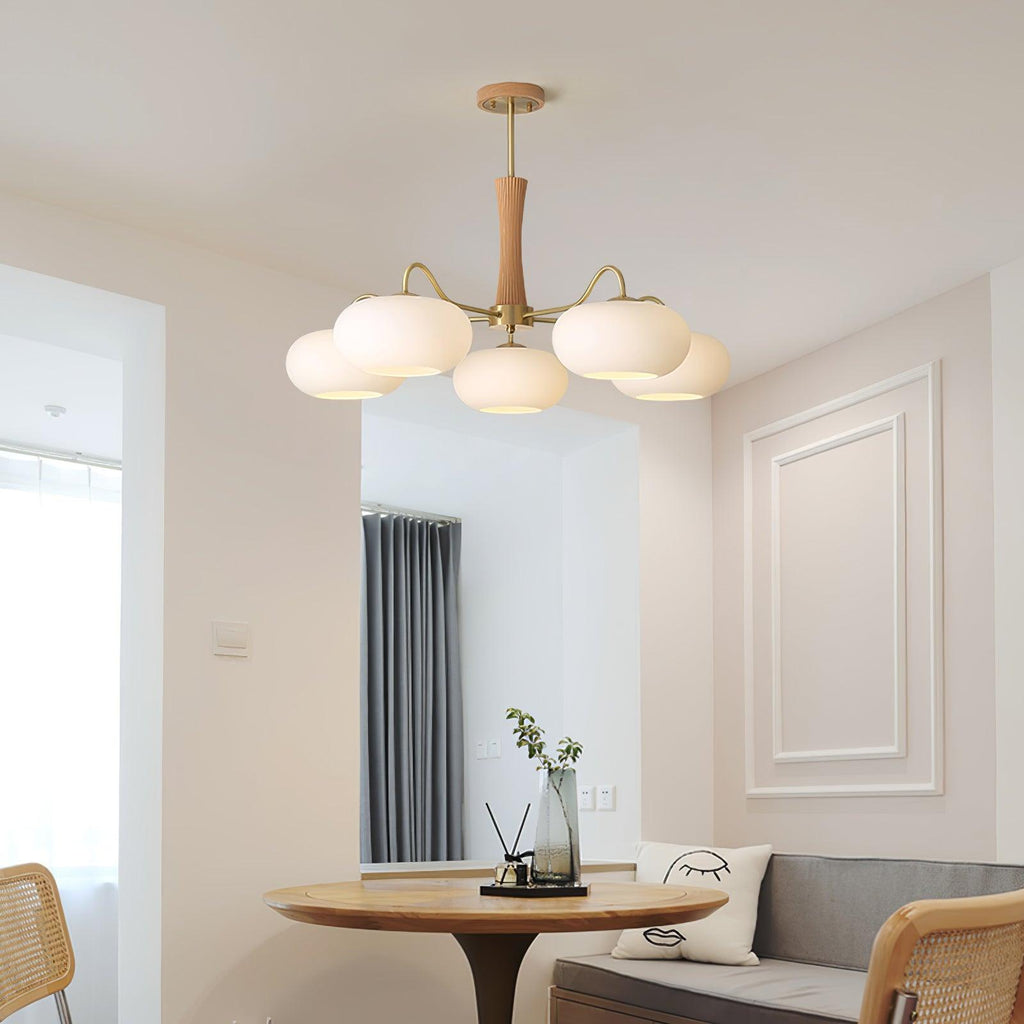 Persimmon Wooden Brass Ceiling Suspension Lighting Lobby