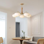 Persimmon Wooden Brass Ceiling Suspension Lighting Lobby