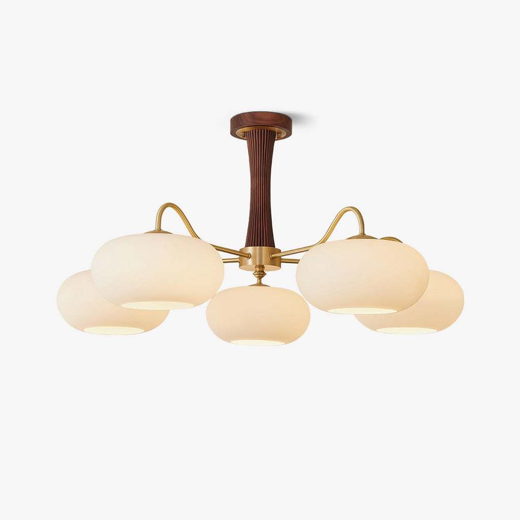Persimmon Wooden Brass Ceiling Suspension Lighting Lobby