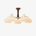 Persimmon Wooden Brass Ceiling Suspension Lighting Lobby