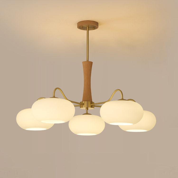 Persimmon Wooden Brass Ceiling Suspension Lighting Lobby