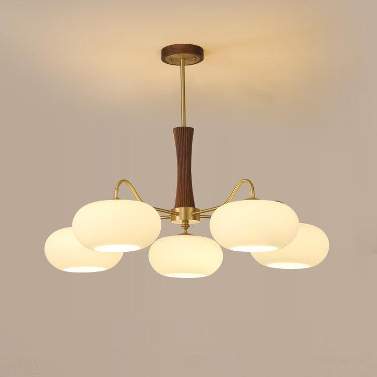 Persimmon Wooden Brass Ceiling Suspension Lighting Lobby