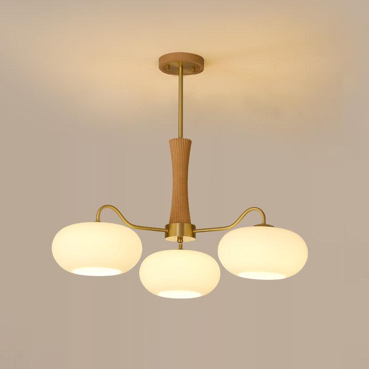 Persimmon Wooden Brass Ceiling Suspension Lighting Lobby