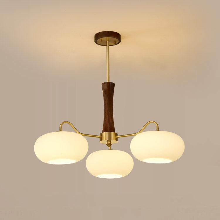 Persimmon Wooden Brass Ceiling Suspension Lighting Lobby
