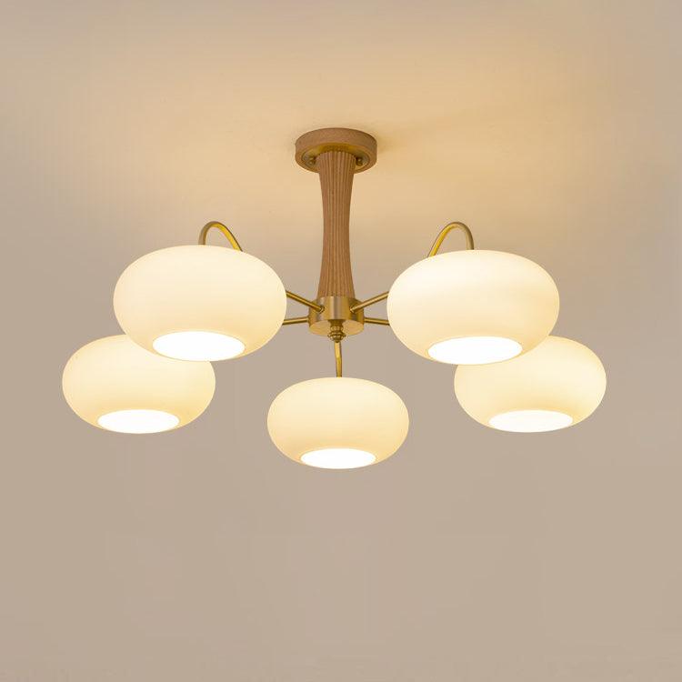 Persimmon Wooden Brass Ceiling Suspension Lighting Lobby