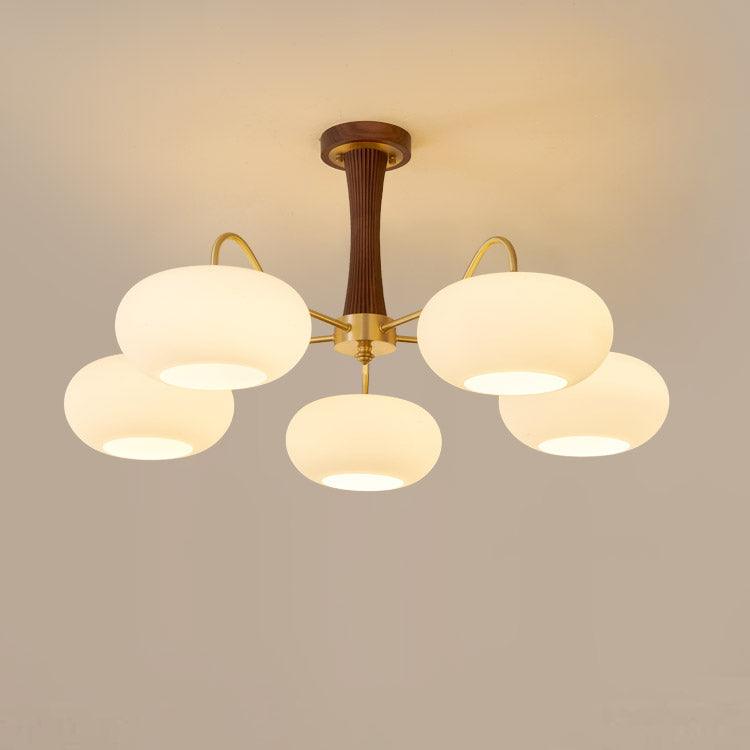 Persimmon Wooden Brass Ceiling Suspension Lighting Lobby
