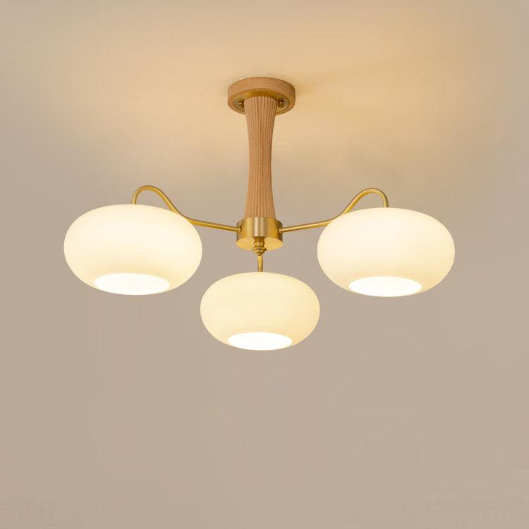 Persimmon Wooden Brass Ceiling Suspension Lighting Lobby