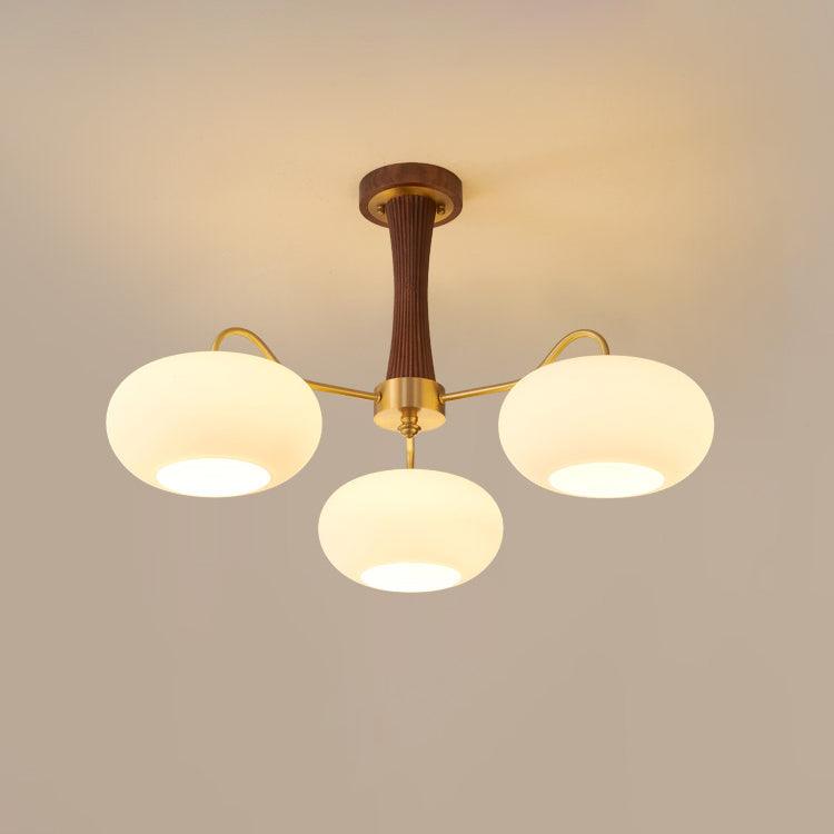 Persimmon Wooden Brass Ceiling Suspension Lighting Lobby