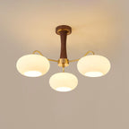 Persimmon Wooden Brass Ceiling Suspension Lighting Lobby