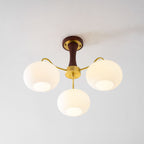 Persimmon Wooden Brass Ceiling Suspension Lighting Lobby