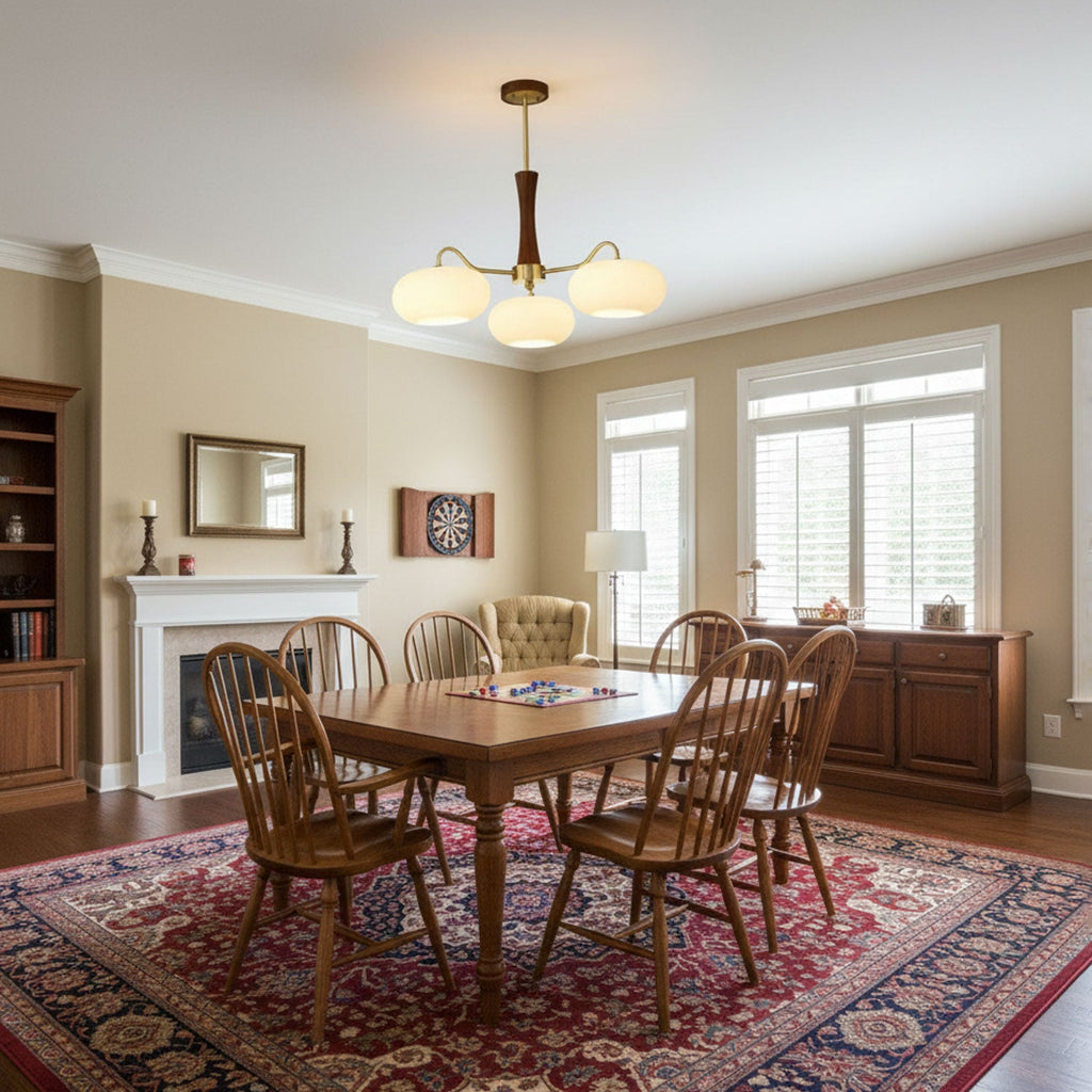 Persimmon Wooden Brass Ceiling Suspension Lighting Lobby