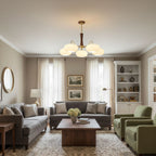 Persimmon Wooden Brass Ceiling Suspension Lighting Lobby
