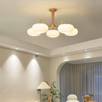 Persimmon Wooden Brass Ceiling Suspension Lighting Lobby