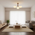 Persimmon Wooden Brass Ceiling Suspension Lighting Lobby