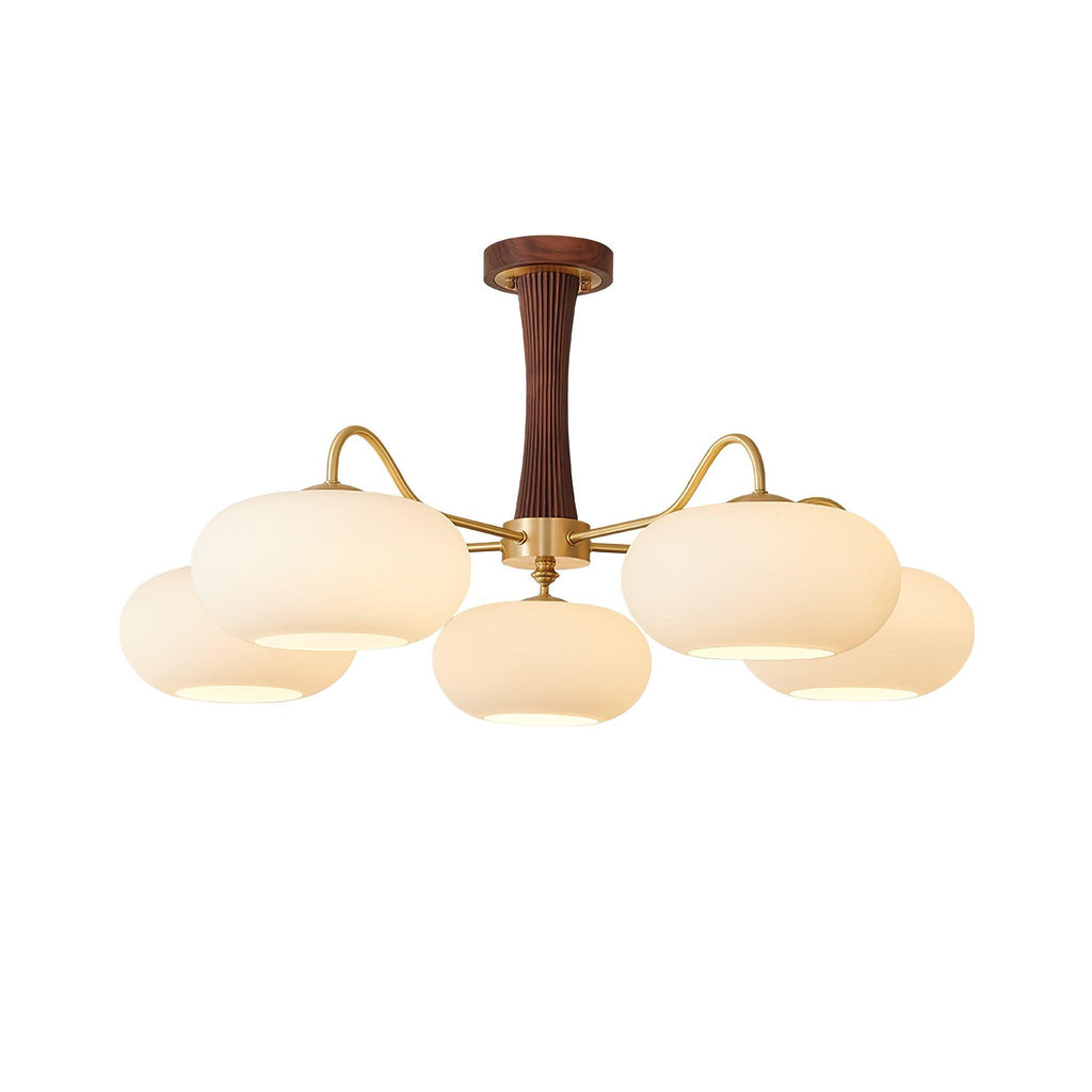 Persimmon Wooden Brass Ceiling Suspension Lighting Lobby