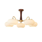 Persimmon Wooden Brass Ceiling Suspension Lighting Lobby