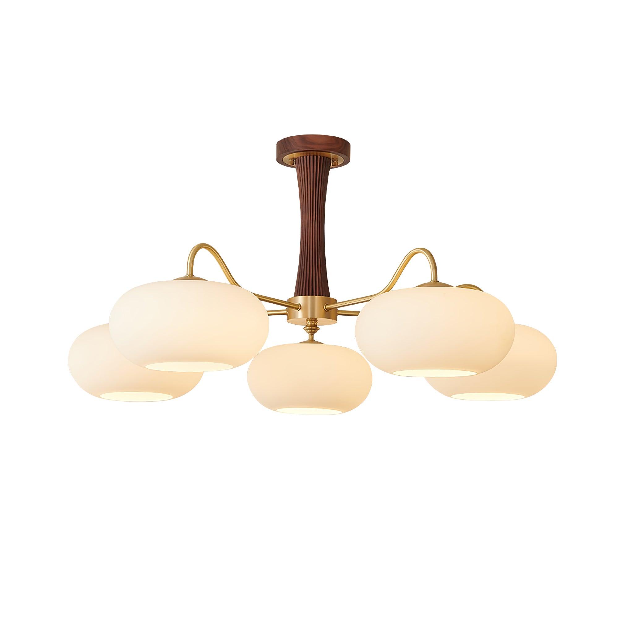Persimmon Wooden Brass Ceiling Suspension Lighting Lobby