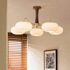 Persimmon Wooden Brass Ceiling Suspension Lighting Lobby