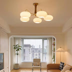 Persimmon Wooden Brass Ceiling Suspension Lighting Lobby