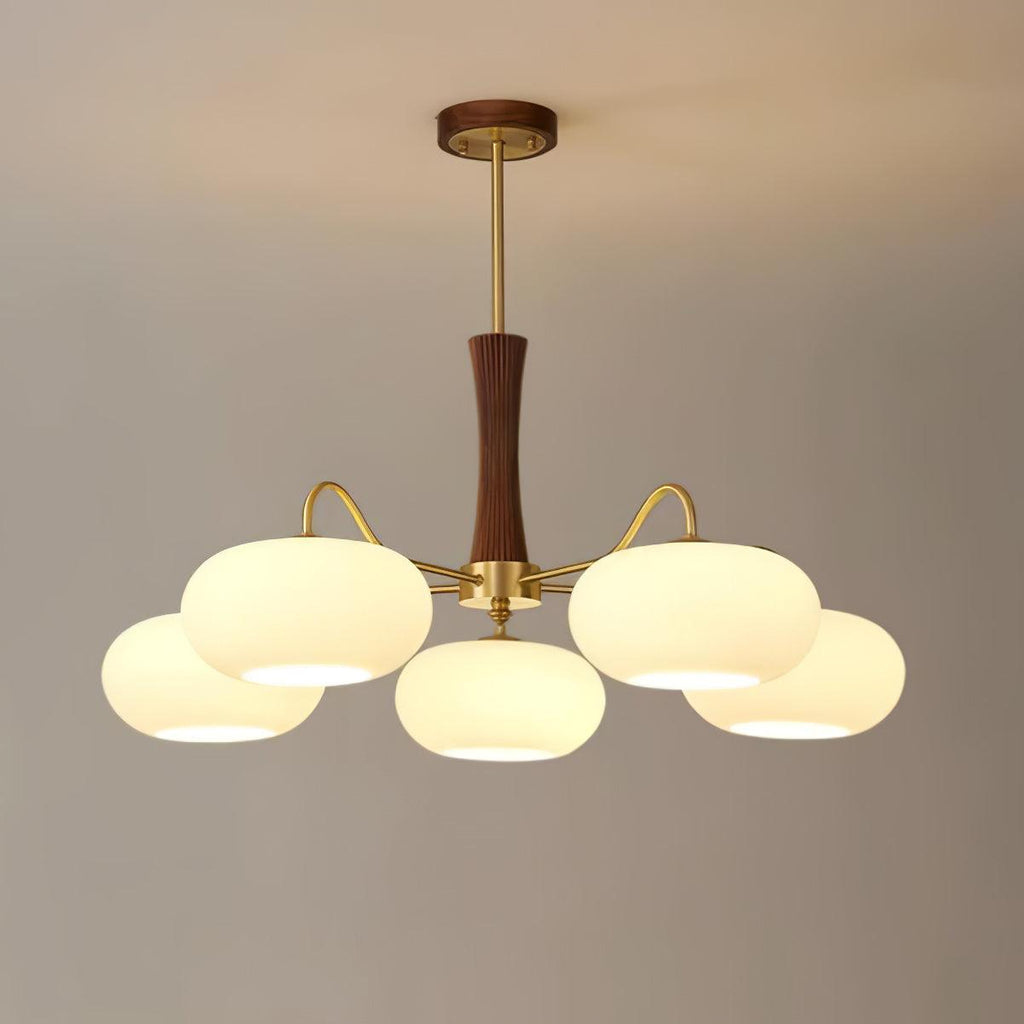 Persimmon Wooden Brass Ceiling Suspension Lighting Lobby