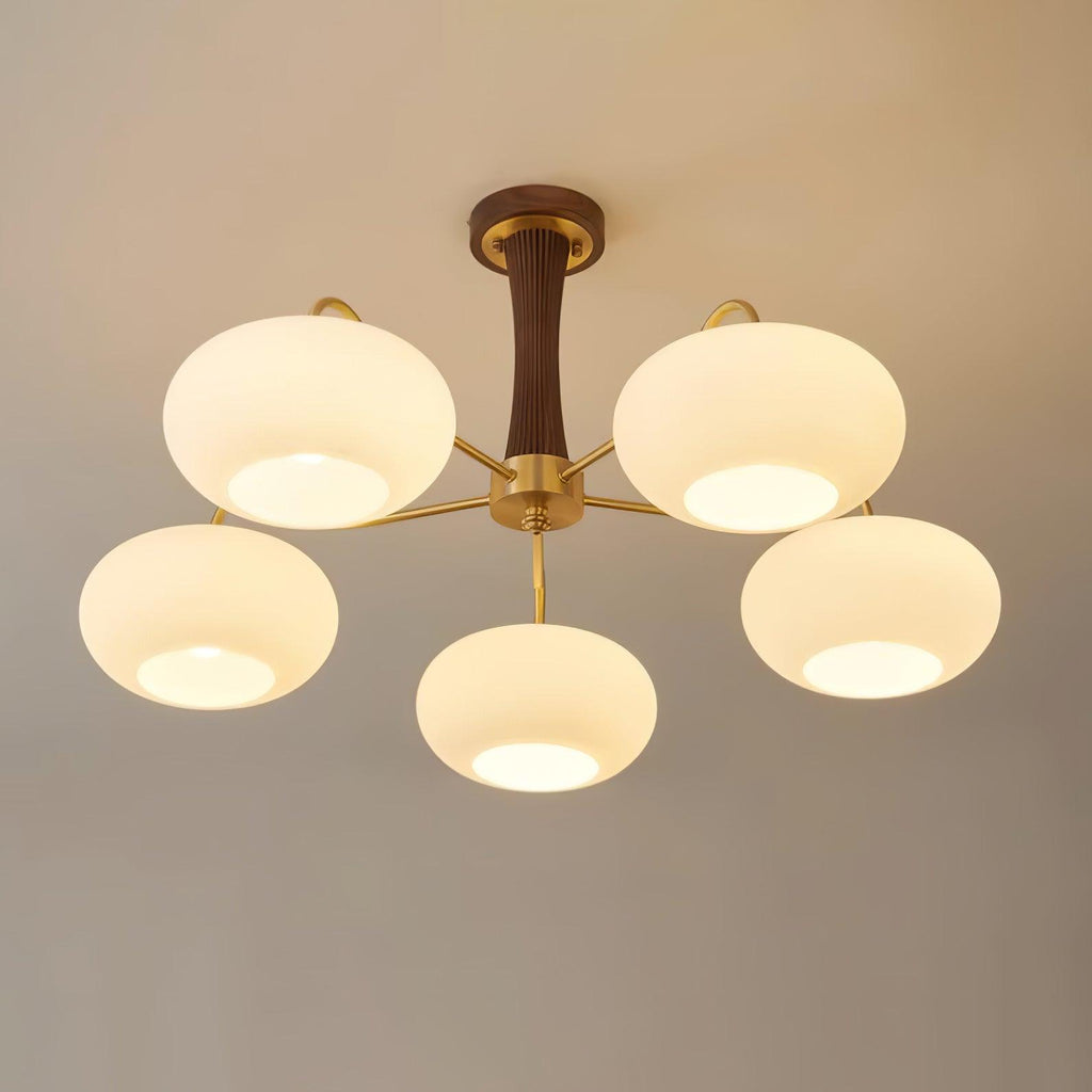 Persimmon Wooden Brass Ceiling Suspension Lighting Lobby