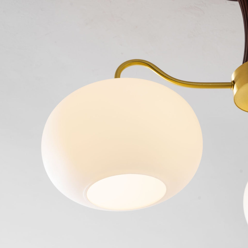 Persimmon Wooden Brass Ceiling Suspension Lighting Lobby