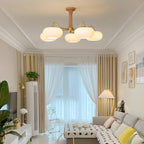 Persimmon Wooden Brass Ceiling Suspension Lighting Lobby