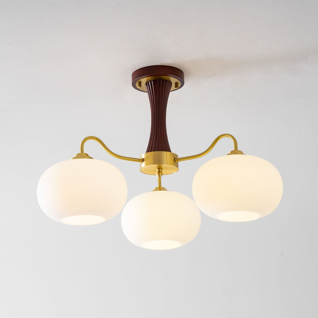 Persimmon Wooden Brass Ceiling Suspension Lighting Lobby