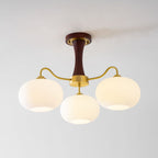 Persimmon Wooden Brass Ceiling Suspension Lighting Lobby
