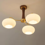 Persimmon Wooden Brass Ceiling Suspension Lighting Lobby