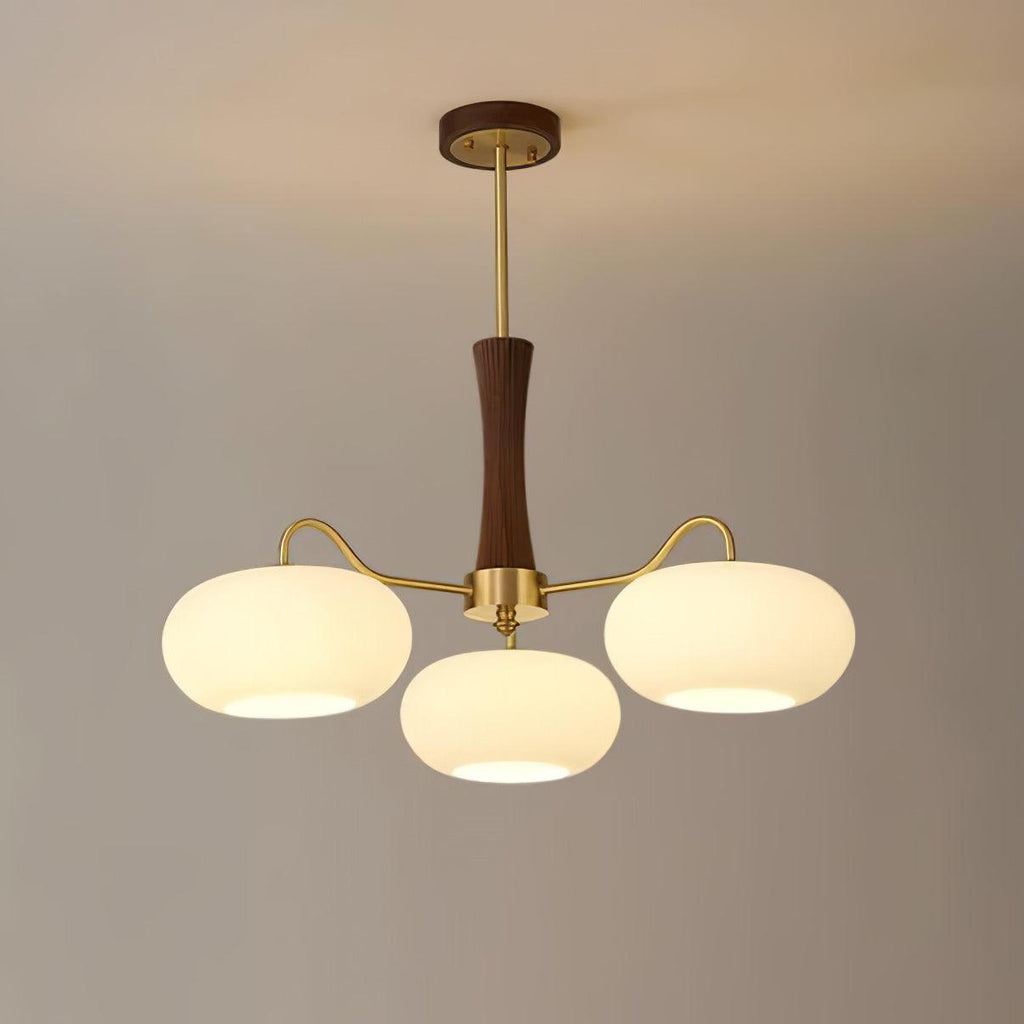 Persimmon Wooden Brass Ceiling Suspension Lighting Lobby