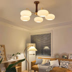 Persimmon Wooden Brass Ceiling Suspension Lighting Lobby