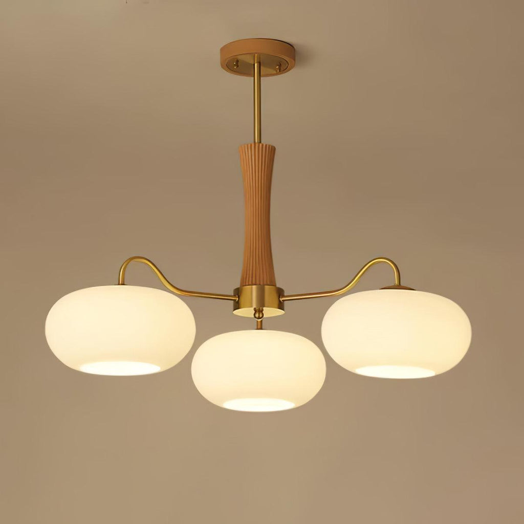 Persimmon Wooden Brass Ceiling Suspension Lighting Lobby