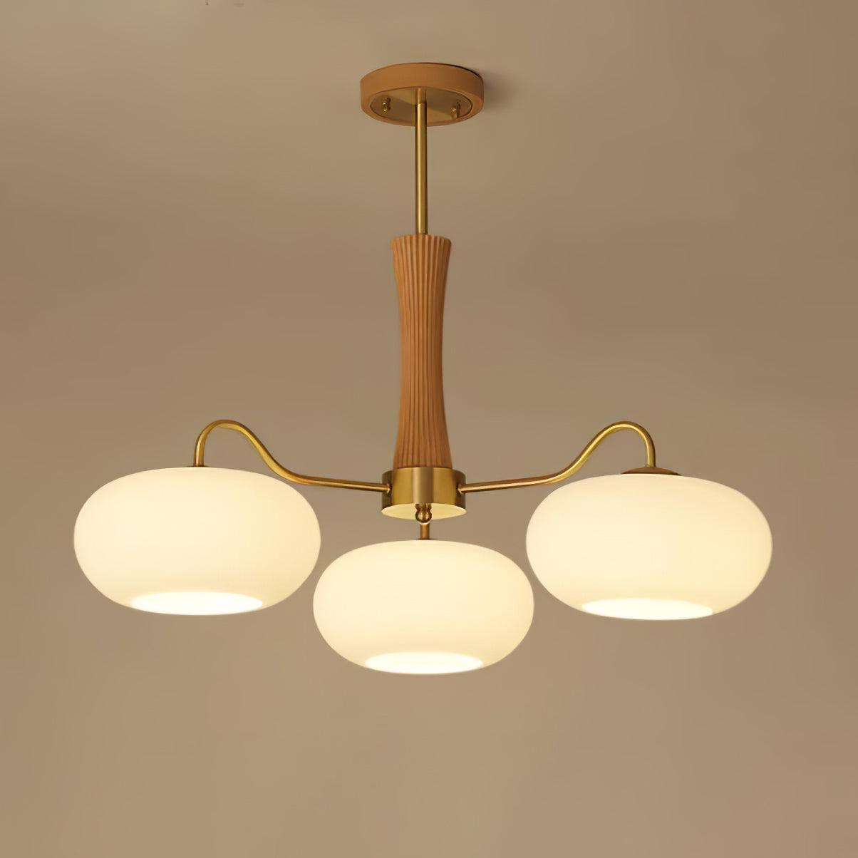 Persimmon Wooden Brass Ceiling Suspension Lighting Lobby
